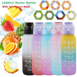 1000ML Scent Air Flavored Water Bottle Gradient Color Motivational Water Bottle Leak-Proof for Office Gym Outdoor Water Bottle
