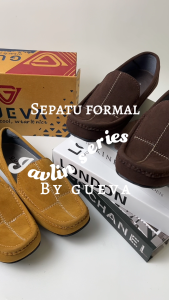 GUEVA - Sepatu Pria Formal 007 | Sepatu Keren Cowok Loafers Anti Slip Anti Licin Size 39-43 Bisa COD