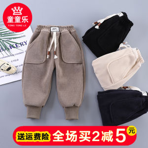Childrens Autumn and Winter Pants with Velvet Boys Sweat pants One-Piece Velvet Baby Outer Wear Thickened Trousers Baby Detachable Gear