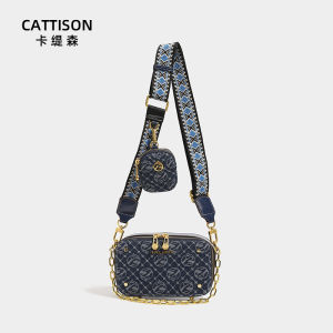 Denim Camera Bag Womens New 2025 Chain Handbag Wide Shoulder Strap Versatile Single Shoulder Crossbody Small Square Bag