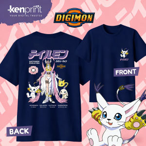 Bandai | 2026 Summer Anime Digimon Gatomon Evolution Printed Cotton T-shirt Kids/Mens/Womens Harajuku Clothing Fashion Casual T-shirt