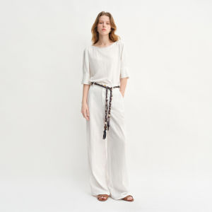 DUSHU | Plus Size Elastic Waist Wide Leg Casual Pants
