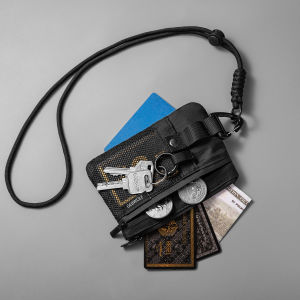 Mens and Women ID Card Holder Zipper Coin Pouch Waterproof Sports Travel Portable Wallet with Lanyard