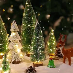 Mini Christmas Tree 10/15/20/25/30cm Desktop Christmas Decorations Pine Cedear Exquisite Small Xmas Tree with Lights for Festive Party Home Christmas Tree Small