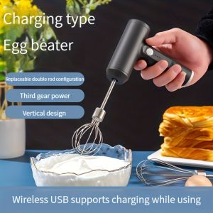 1PC Cordless Electric Egg Beater with Attachments - USB Rechargeable Lightweight Suitable for Home and Professional Baking Use