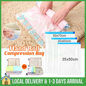 Vacuum Bag 真空压缩袋 Resealable Travel Storage Bag Hand Roll Vacuum Bag Clothes Organization Space Saving 真空旅行收纳压缩袋