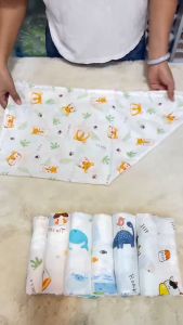 ผ้าอ้อมเด็กแรกเกิดผ้าอ้อมสาลู27*27นิ้ว คละลายชายหญิง
