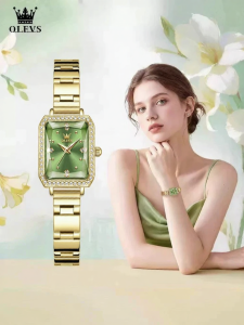 OLEVS | Elegant Retro Green Square Womens Watch