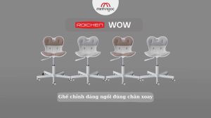 [Ghế Roichen WOW] Ghế chỉnh dáng ngồi đúng  có chân xoay Roichen - WOW Hàn Quốc. Ghế xám chân trắng