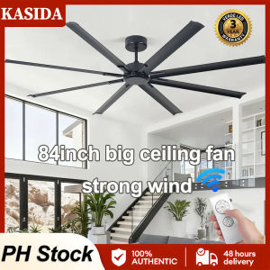 KASIDA New 84inch super big ceiling fan with remote control Nordic ceilings fan 6 Speeds Inverter Silent Industrial ceiling fan big size Energy Efficient Dc Motor ceiling fan heavy duty ceiling fan for living room Patio