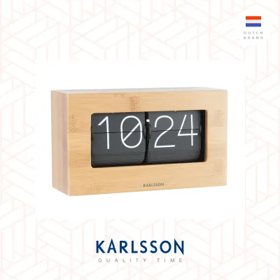 Karlsson Table clock Boxed Flip bamboo [Ready Stock] Flip Clock Table clock Modern Luxury for Living Room Home Decor