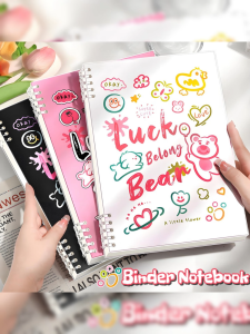 Loose Leaf Notebook A5 B5 Refillable Binder Notebook RingNotebook Metal Dual Coil Luycky Bear Design