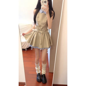 SENWA | Elegant French Style Turn-Down Collar A-Line Dress for Petite Figure