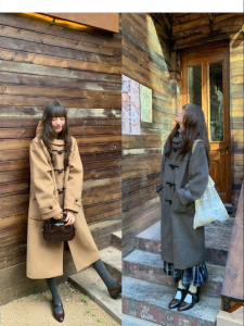 NIHAOKANONG | Áo Khoác Len Vintage Check Nút Sừng