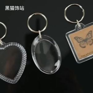 Transparent Rectangle Blank Acrylic Insert Keychains Photo Frame Keyring Holder DIY Handmade Key Chain Gifts for Couple Friends