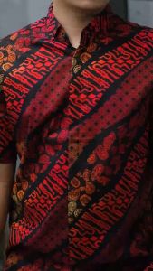 DGMFashion Kemeja Batik Pria Slim Fit Premium Pendek Gradasi Maroon 6128