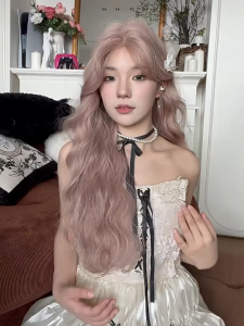 🔥[Tặng Lưới] - Tóc Giả Nữ Nguyên Đầu Xoăn Xù Mì Màu Hồng Tím A01 – Tóc Giả Cả Đầu Nữ Nhuộm Thời Trang Sành Điệu Sợi Tơ