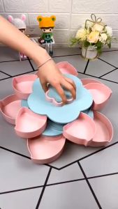 MM - A147 - Toples Bunga Mekar Toples Putar Kue/Candy/Snack/Buah - Toples Plastik Lebaran Aesthethic - PREMIUM WARNA - SOEVENIR GIFT