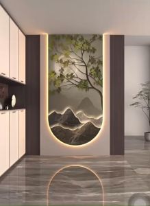 Tranh Điện Treo Tường Tranh Phong Cảnh Ánh Trăng Tích Hợp Đèn Led Trang Tráng Gương Phù Hợp Mọi Không Gian