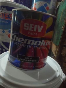 Seiv paint cat besi Hitam putih doff 1 kg chemolux synthetic enamel