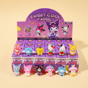 Sanrio | Cute 24Pcs Piece Anime Sanrio Hello Kitty Black Girl Keychain Pendant Keychain Blind Box Decorative Toy