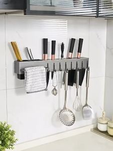 BLUE CAT Stainless Steel Kitchen Multifunctional Knife Holder Chopstick Holder Wall-mounted Kitchen Storage Rack