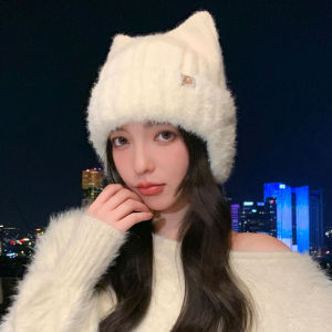 JIFANPAUL | Cute Cat Ear Winter Hat for Women Ear Protection Warm Knit Wool Hat