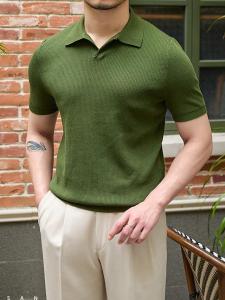 Áo Polo Cổ Tim Thoáng Khí Dành Cho Mùa Hè Ôm Sát Phong Cách Vintage Kinh Doanh Thông Thường T-shirt Tay Ngắn
