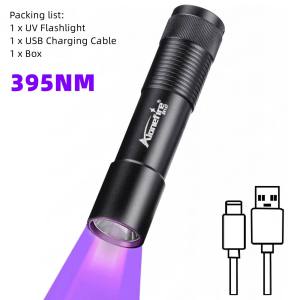Alonefire | Mini 395/365NM UV Led Blacklight Flashlight Usb Rechargeable Nail Lamp Pet Stain Tinea Jade Gem Jewelry Ore Money Scorpion Light