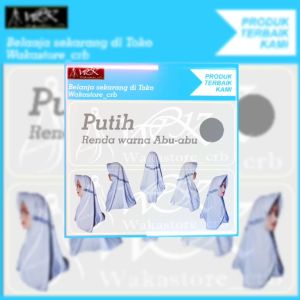 Kerudung sekolah anak hijab sekolah putih renda warna abu-abu tk sd smp sma dewasa serut renda samping warna abu-abu