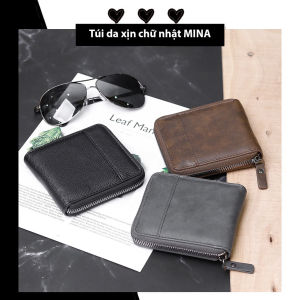 Ví nam bóp nam da xịn nhỏ gọn nhiều ngăn khoá kéo bảo vệ an toàn tiện lợi đựng thẻ atm card holder thời trang Hàn Quốc