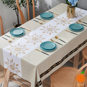 Miumiu 4/6/8 Seaters PVC Table Cloth Cover Waterproof Heat Resistant Washable Rectangle Aesthetic Design Table Protector