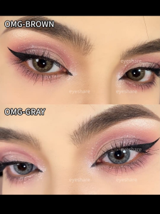 Eyeshare (Grade 0.0 to -10.00) 2pcs OMG Brown Graded Contact Lenses Gray Natural Contacts 14.0mm