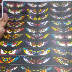 1 LEMBAR STIKER STROBO MATA BERBAGAI WARNA UNTUK MINIATUR BUS BASURI ISI 45 KOTAK