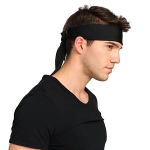 Sports Hair Band Elastic Wide Gym Yoga Exercise Headband Sweat-Absorbent for Men and Women Solid Color Tennis Headband Sweatband Stretch Elastic Fitness Gym Running Yoga Hair Bands Men Women Outdoor Sports Headband