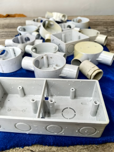 PVC 3/4" END BOX  THROUGH BOX  ANGLE BOX  TEE BOX AND CROSS BOX  conceal 3x3 3x7 (DEFECTED)
