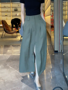 MANMI | Chân Váy Xẻ Trước Cao Waisted A-Line Thời Trang