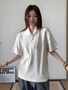 ZHUOCAN | Apricot Color Two-Layer Design Vintage Polo Shirt Men