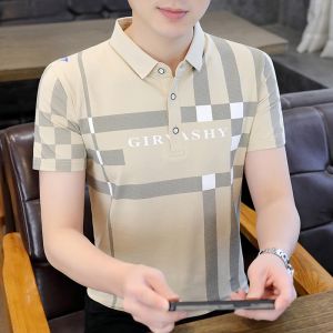 ROMON | Lormen Mens Short Sleeve Polo Shirt Summer Thin Business Casual Pure Cotton With Collar Trendy Casual Top Fashionable City Style