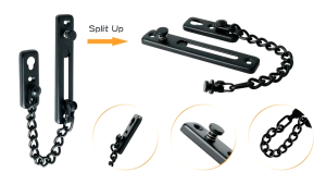 Black Stainless Steel Security Door Lock Chain Anti-Theft Chain With Latch