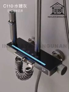 Shower Tiang Column Stainless Bulat Kotak Abu Abu Grey