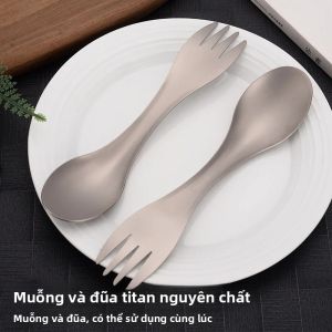 Titan 2 Trong 1 Spork Muỗng Nĩa Siêu Nhẹ Di Động Cắm Trại Dã Ngoại Bộ Đồ Ăn Du Lịch Salad Nĩa Và Bộ Thìa