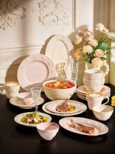 Yomerto | Attractive French Cream Style Ceramic Bowl with Embossed Design