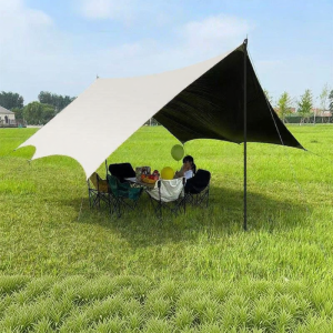LIWAN | Sun Protection Outdoor Camping Tent Hexagonal Silver-coated Black Tarp