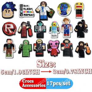 17pcs Roblox Pop Hot Game Crocs Charms Themed Cartoon for Birthday Party Kids Sandals Classic Accessories Decoration Child Gifts