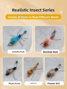 VOA | Interactive Cat Toy with Simulated Insect Durable Self-Entertaining Feather Replacement Head Suitable for Kittens