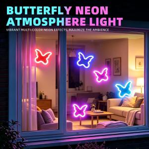 1PCS Solar Powered Butterfly Shaped USB Night Light Bedroom Window Atmosphere Light With Suction Cup Rechargable Party Decor