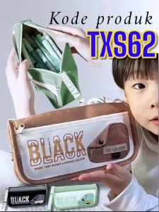 TXS62 Kotak Pensil Tempat Pensil BLACK Oxford Cloth Kuat Tebal TKM
