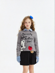 Cute Teddy Bear Pattern Fashionable Childrens Sweater