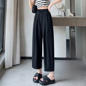 YAMIANNV | Slimming Ice Silk Harem Pants High Waist Nine Points Cool Casual Loose Versatile Thin Suit Pants Street Style Sport Leisure